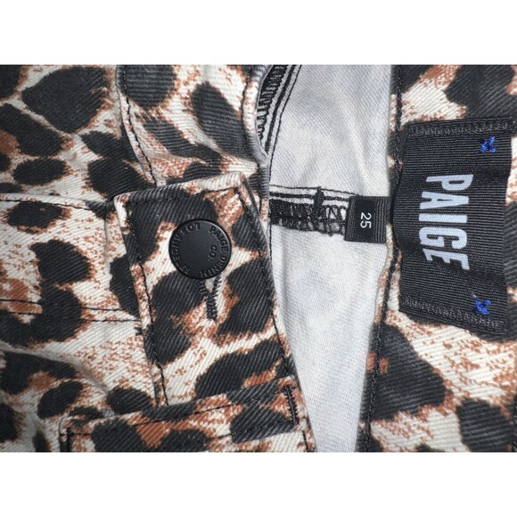 PAIGE Hoxton Ankle Leopard Print Jeans Womens Size 27 Distressed Raw Hem rocker - Picture 5 of 10